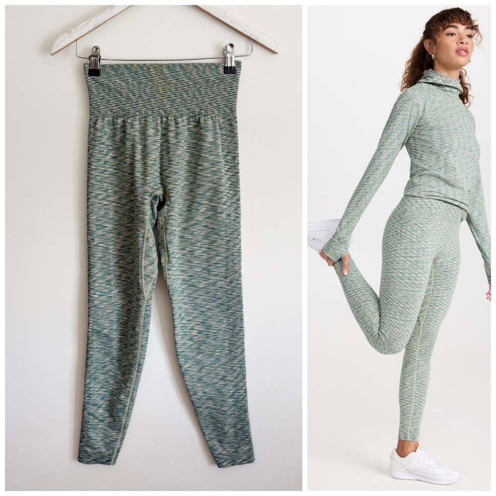 SWEATY BETTY Space Dye Base Layer Leggings Terrain Green Small S